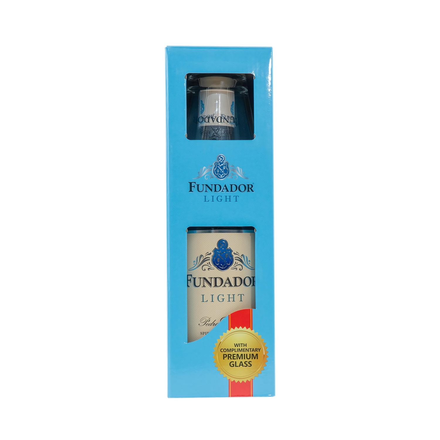 Fundador Light, 1L with Free Premium Shot Glass in Gift Carton Box