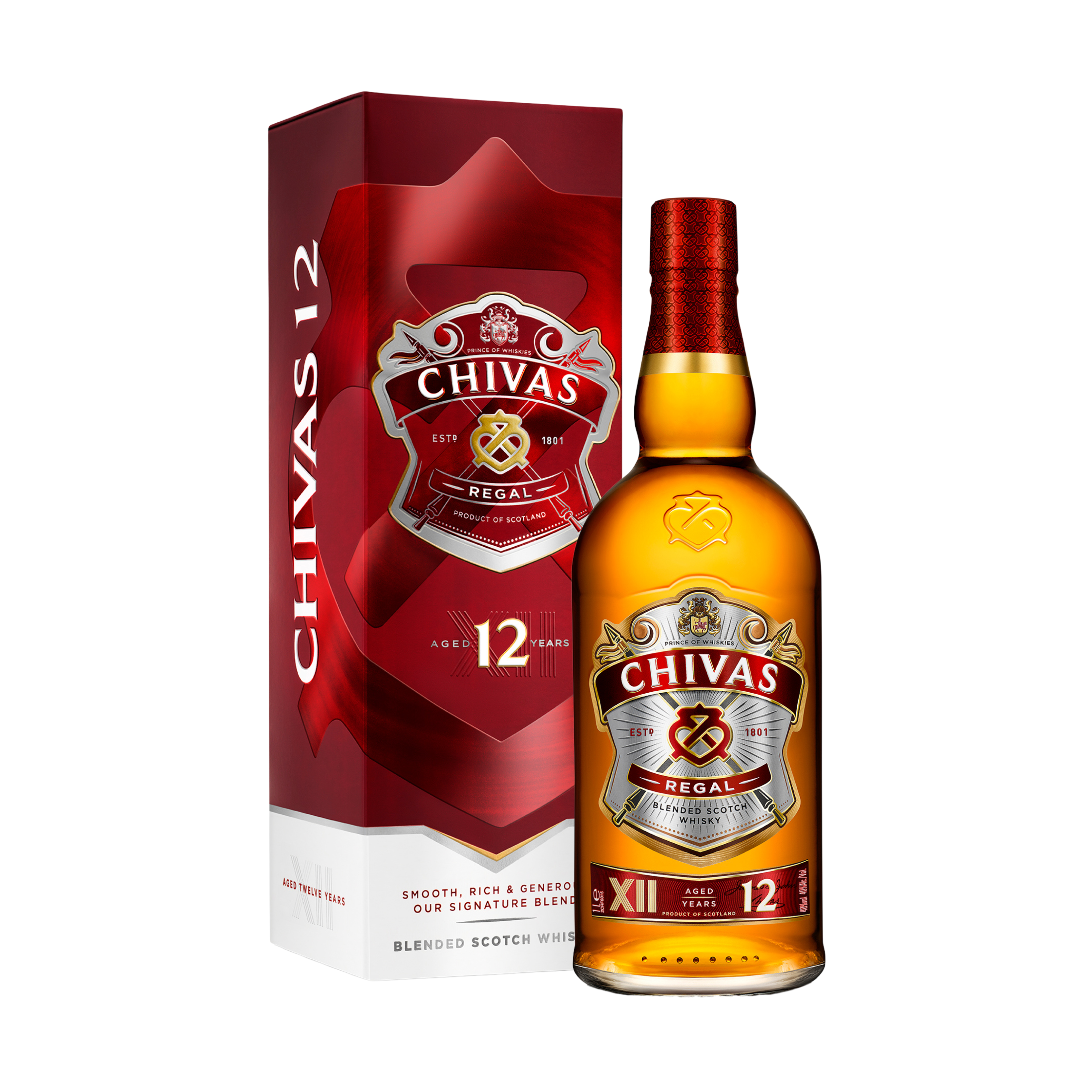 Chivas Regal 12 Years Old Blended Scotch Whiskey, 1L