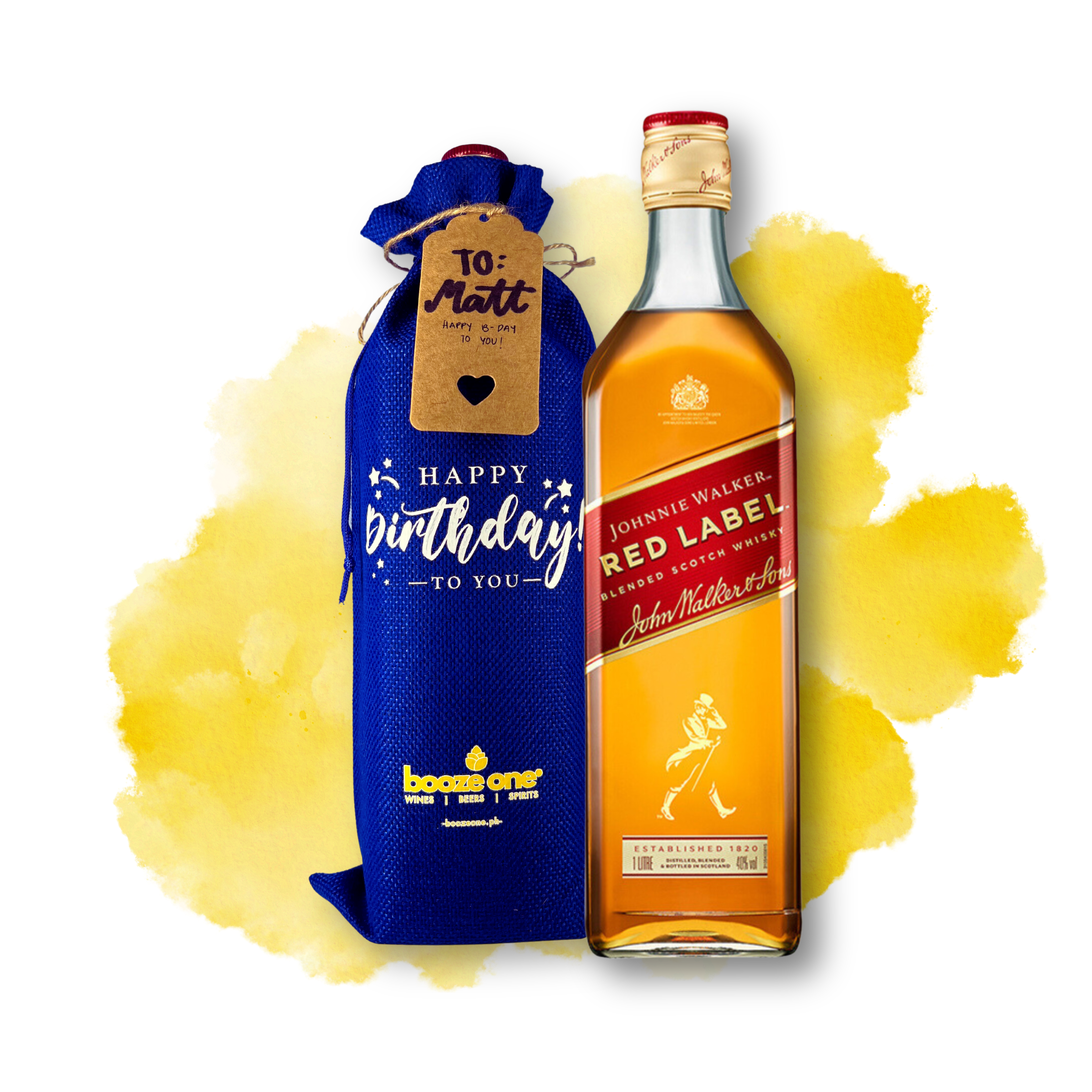 Johnnie Walker Red Label, 1L in Burlap Gift Bag