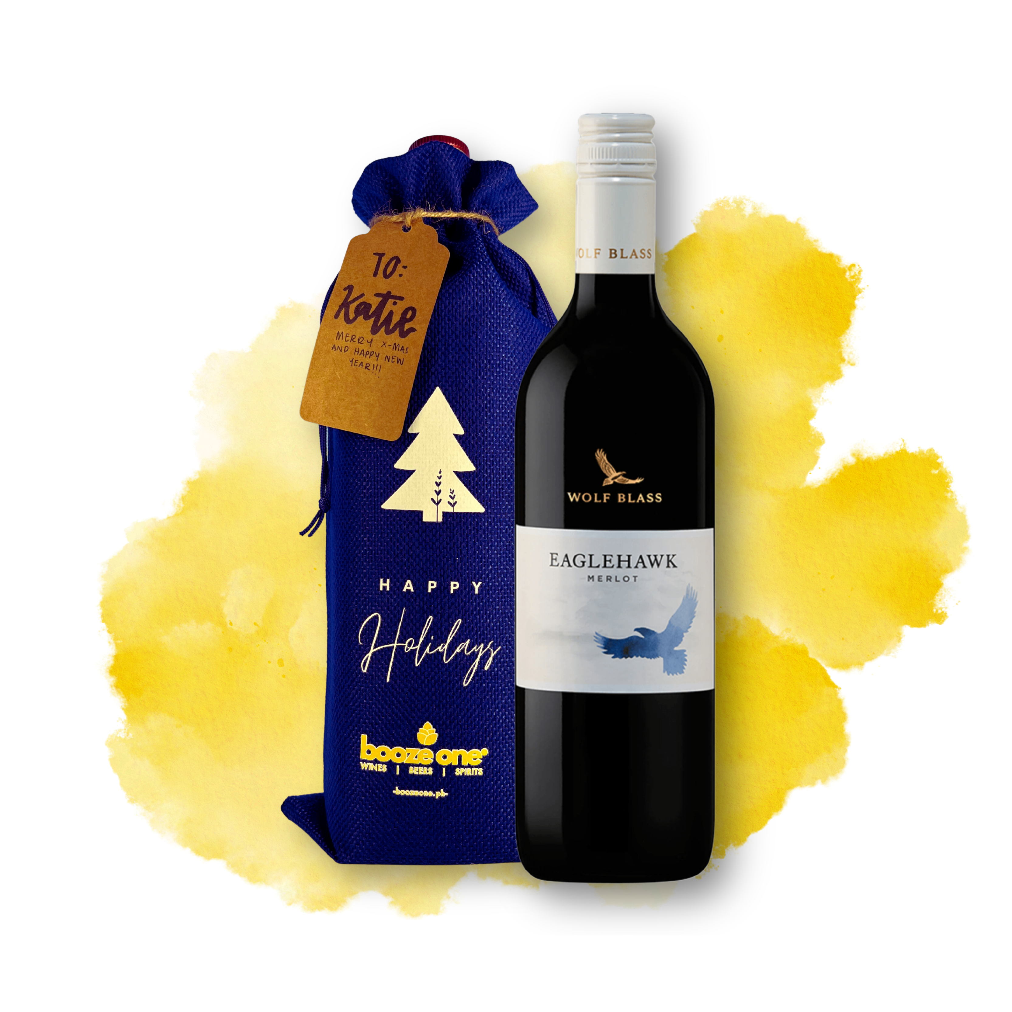 Wolf Blass Eagle Hawk Merlot, 750 mL in Burlap Gift Bag