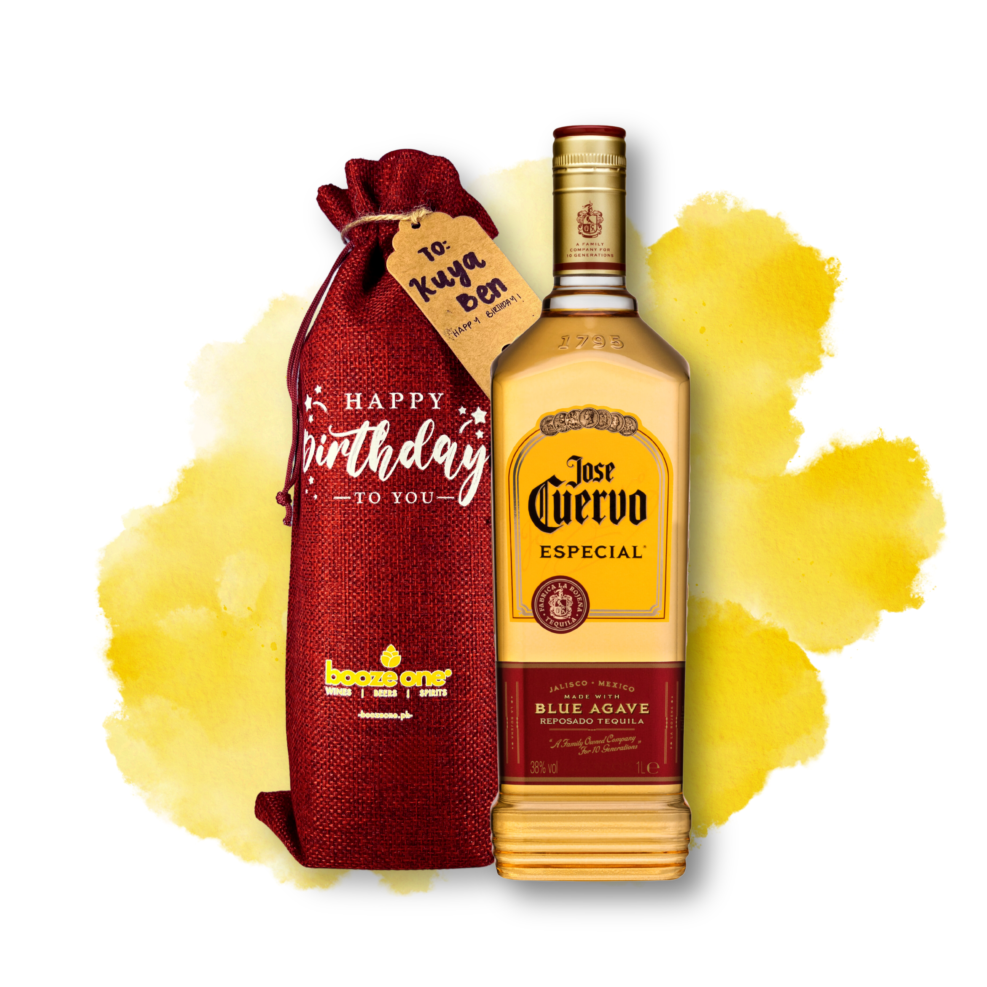 Jose Cuervo Gold Tequila, 1L in Burlap Gift Bag