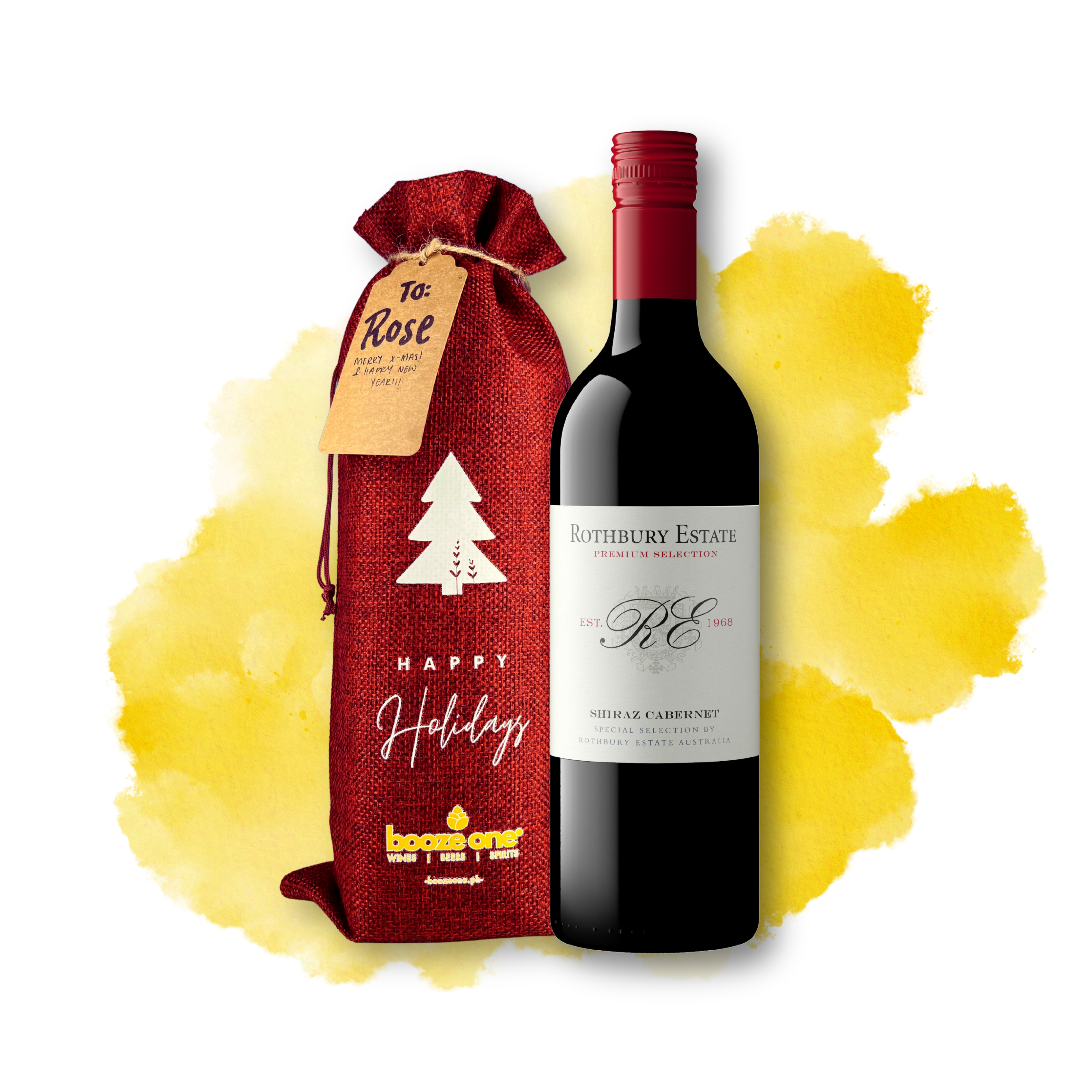 Rothbury Shiraz Cabernet, 750mL in Burlap Gift Bag
