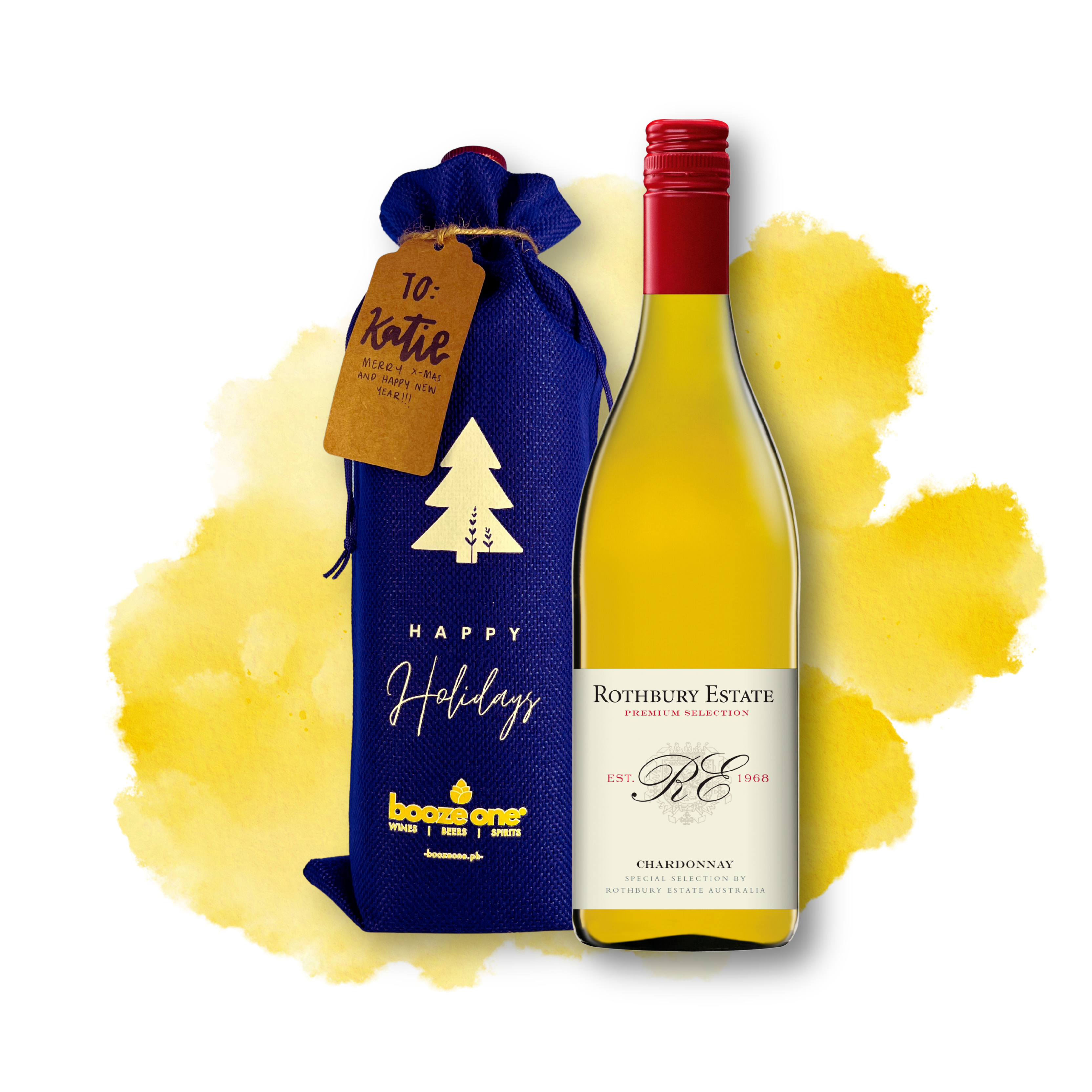 Rothbury Chardonnay, 750mL in Burlap Gift Bag