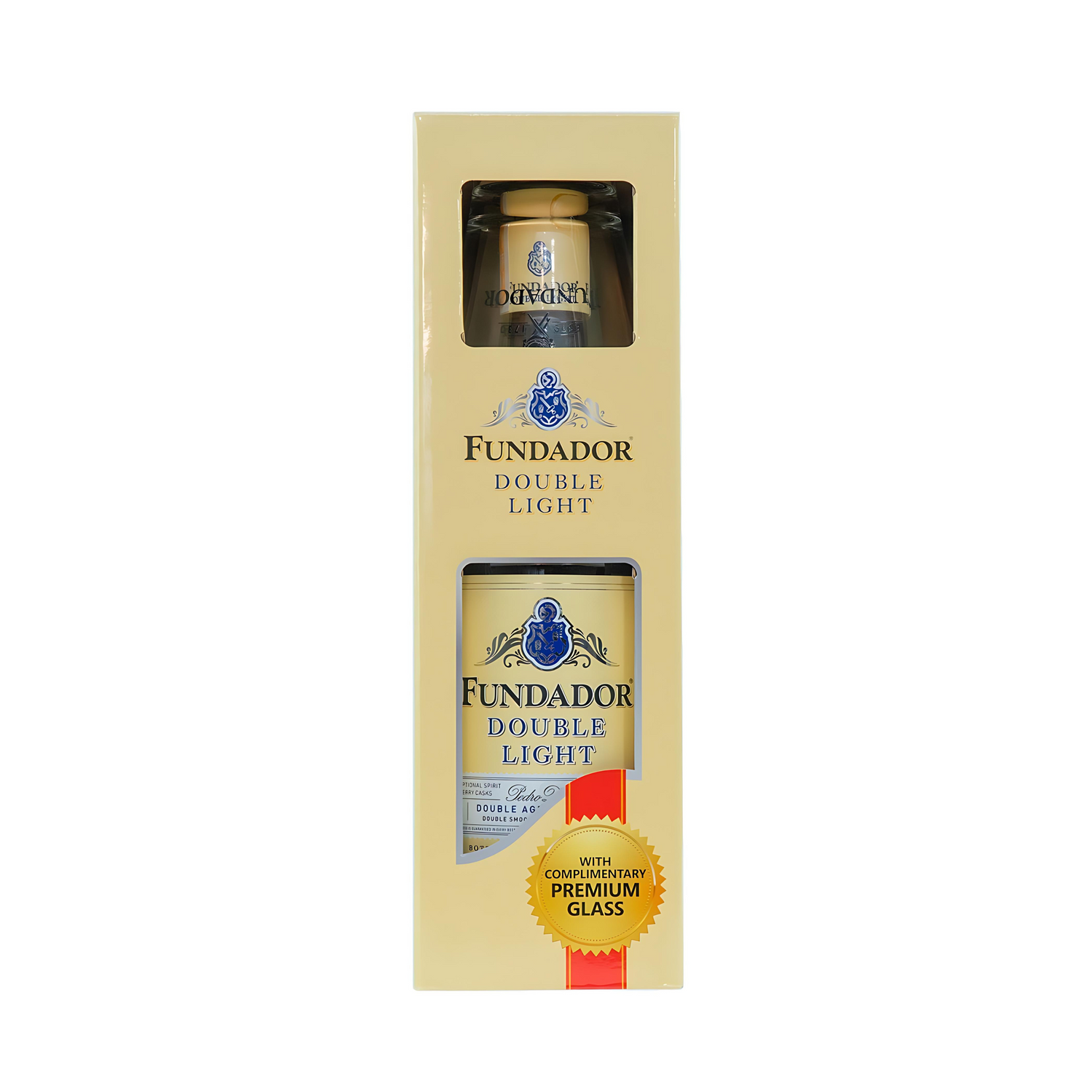 Fundador Double Light, 1L with Free Premium Shot Glass in Gift Carton Box