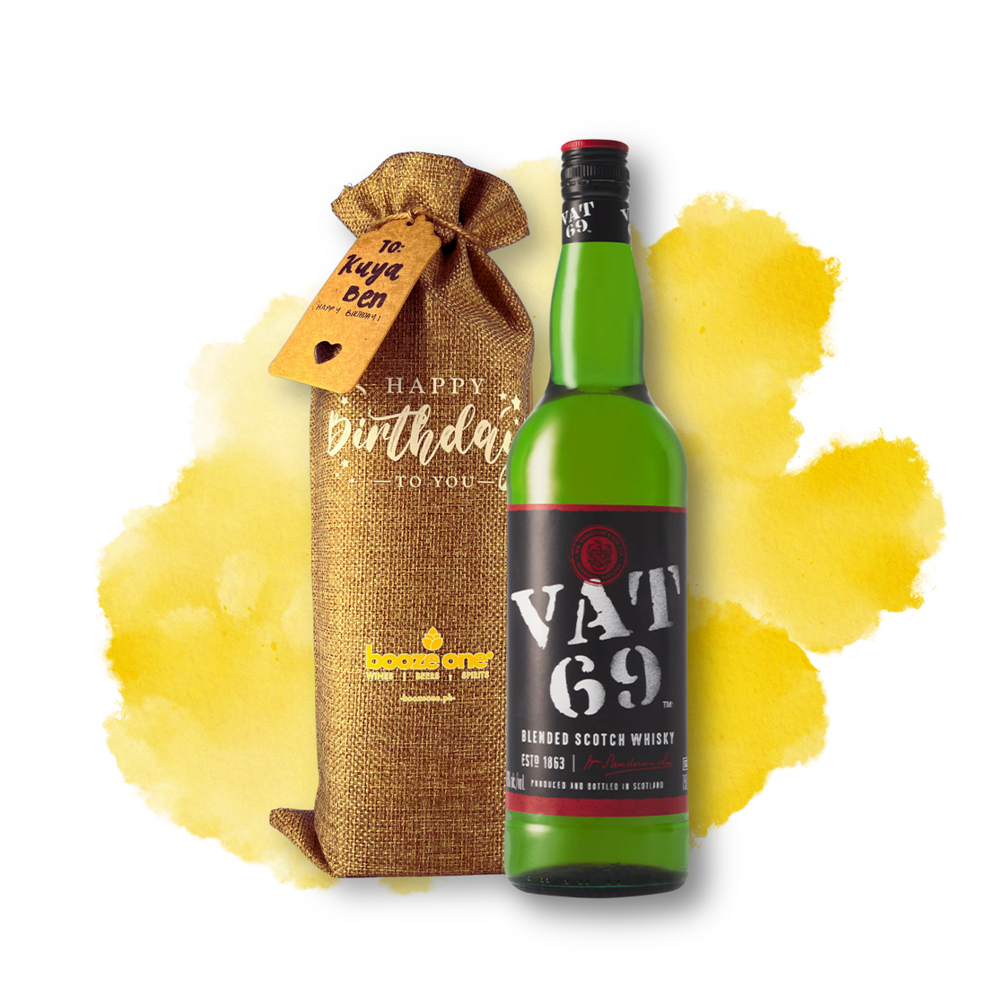 Vat 69 Scotch Whisky, 750mL in Burlap Gift Bag