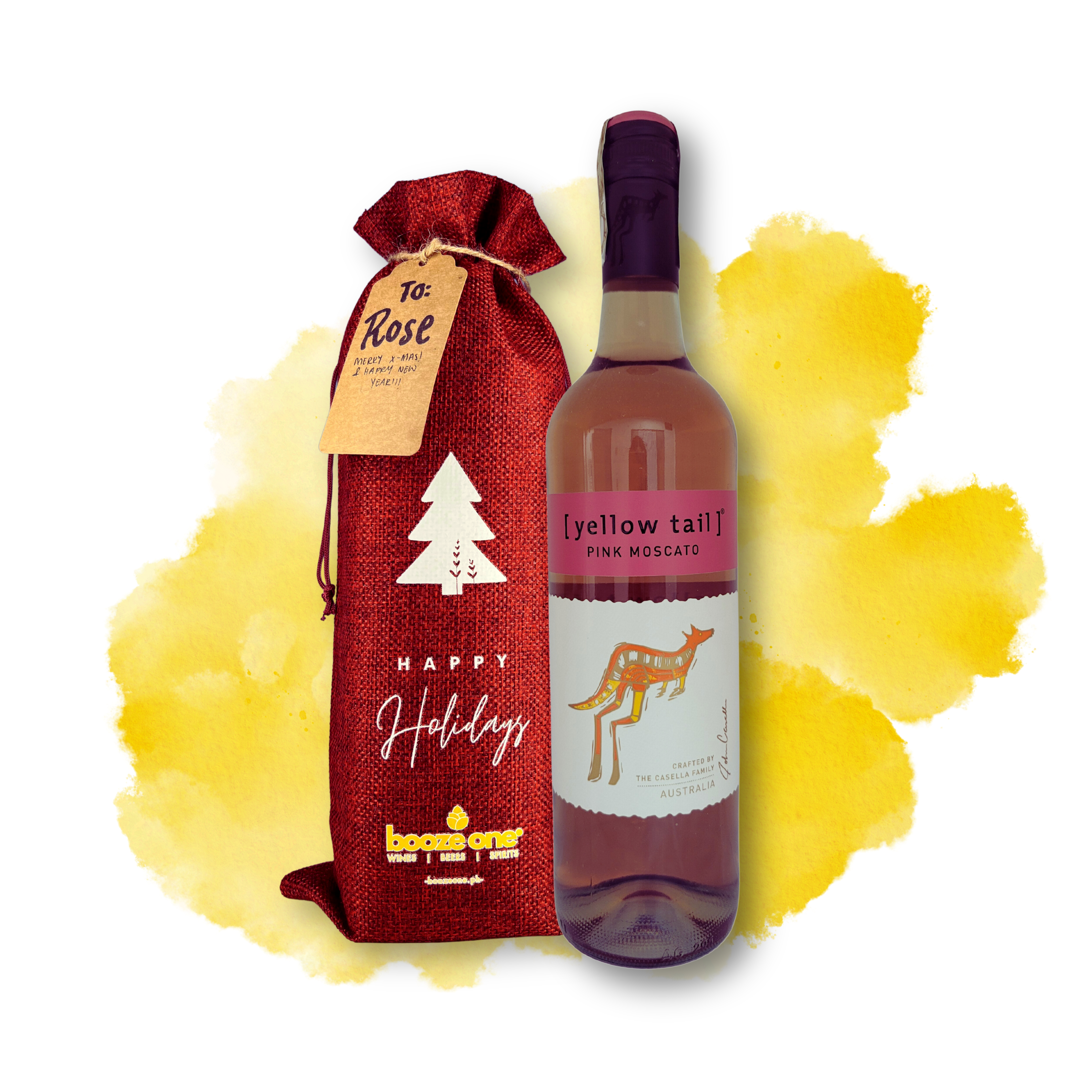 Yellow Tail Pink Moscato NV in Burlap Gift Bag